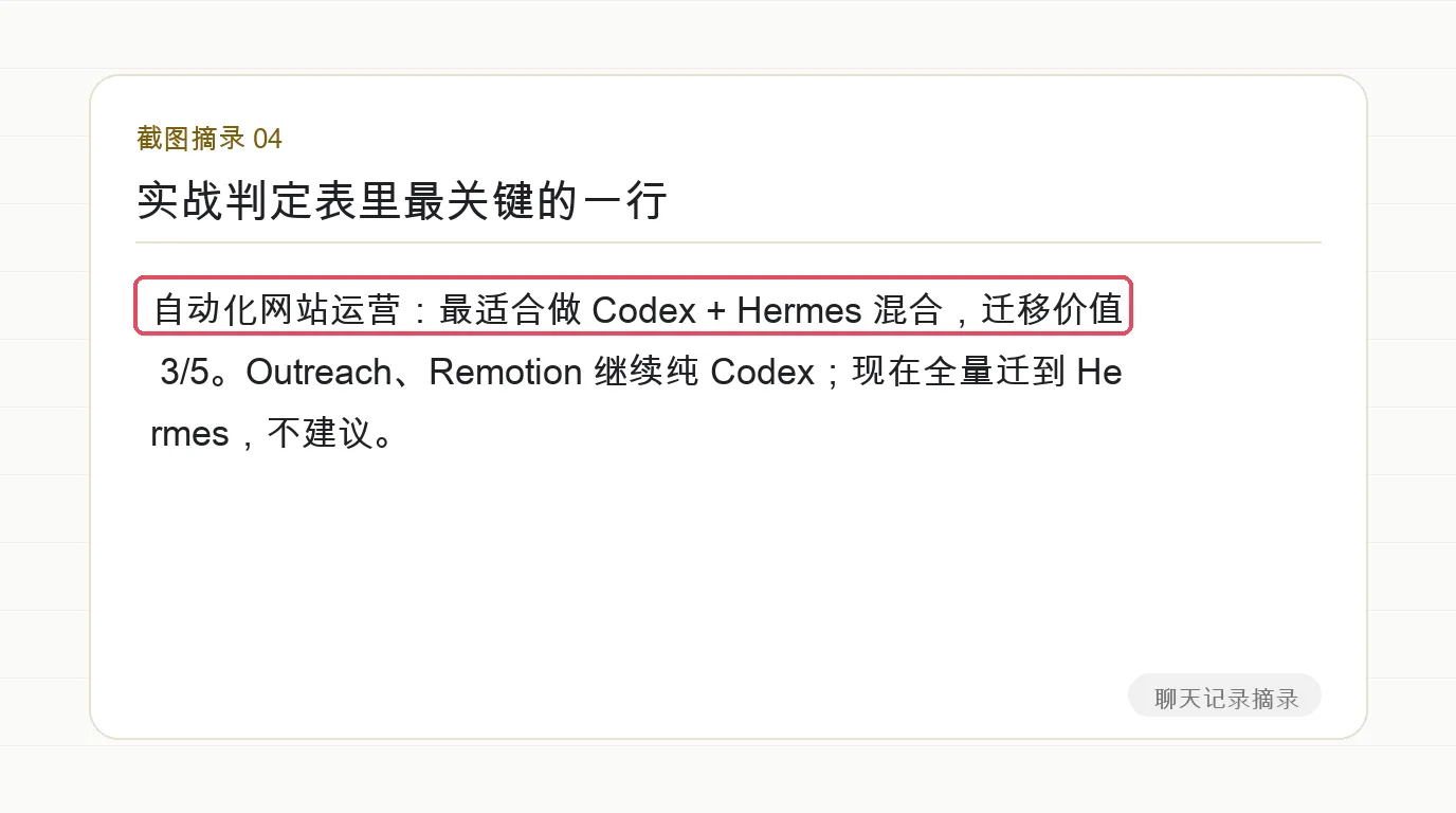 Chat log excerpt: Practical decision table
