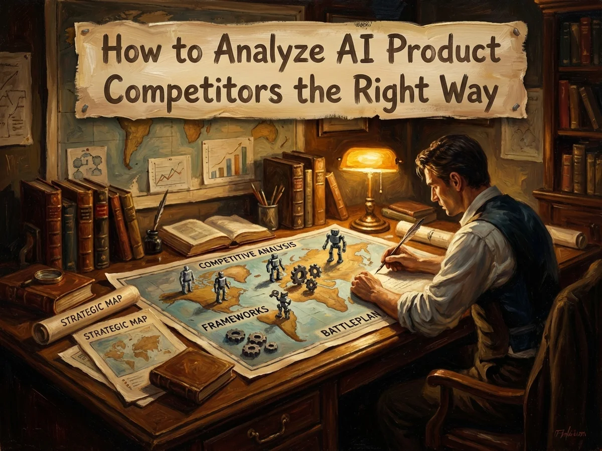 Oil painting cover for AI competitor analysis guide