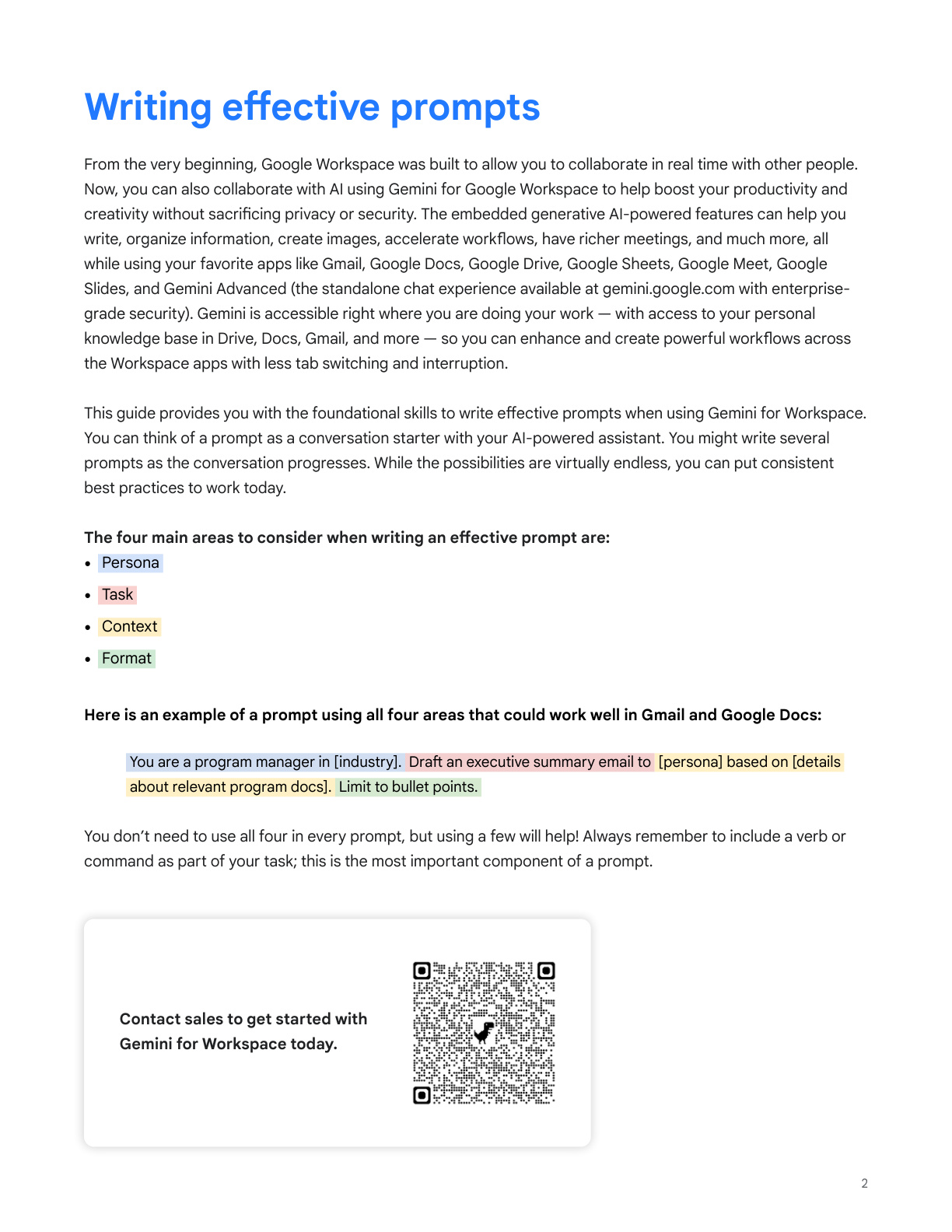 Gemini for Google Workspace Prompting Guide 101 - Page 2